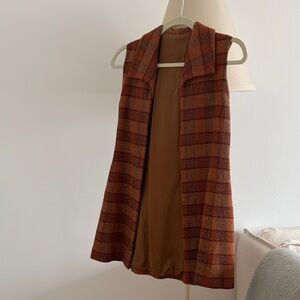 Vintage Plaid Sleeveless A line Vest